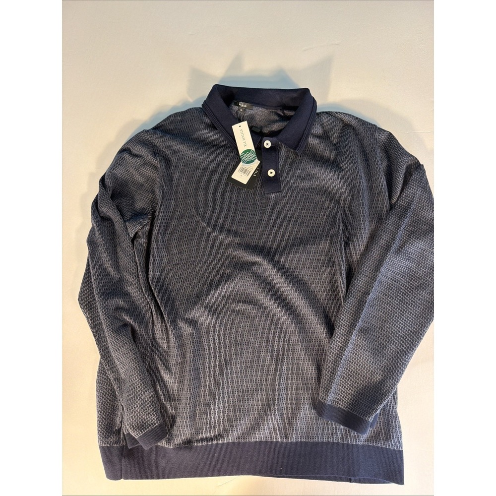 NWT Rails Greenwich Textured Long Sleeve Polo Shirt Navy XL Stitch Fix